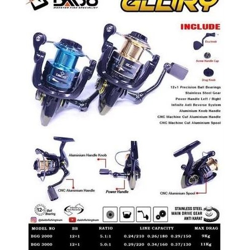 Rel Rell Daido Glory 3000 Gulungan Pancing Katrol Pancing Murah