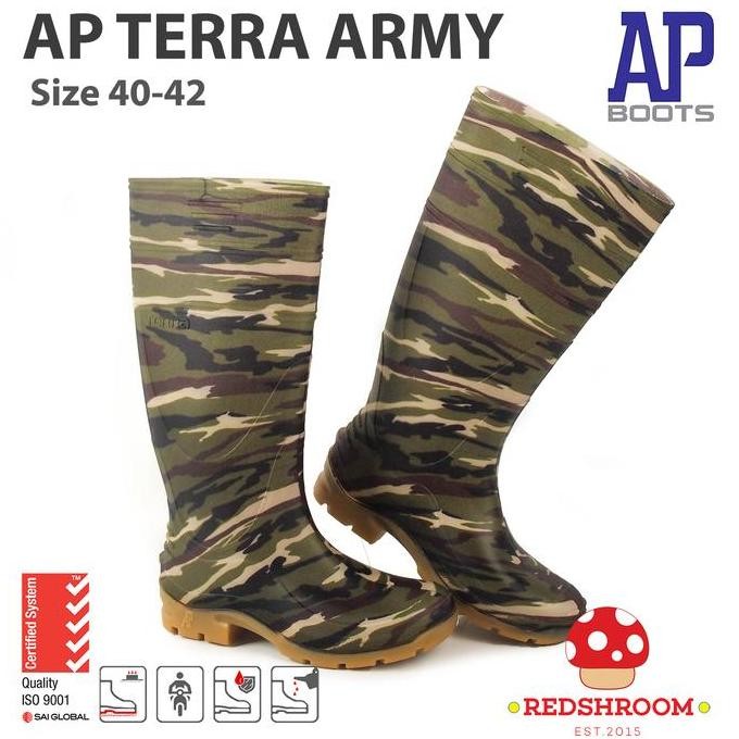 PROMO - Sepatu Boot Tinggi AP BOOTS AP TERRA ARMY - Sepatu Berkendara Shoes Pria Karet