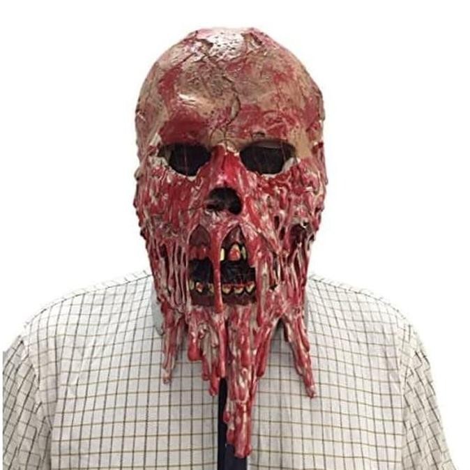((((()paling dicari] Topeng seram hantu zombie tengkorak daging meleleh latex halloween