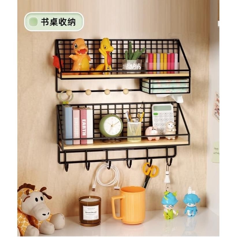 [LOGU] Rak dinding tempel minimalis, Rak besi kayu gantung serba guna