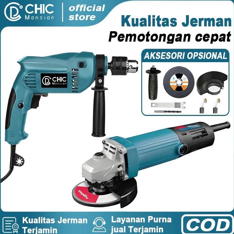CHIC Gerinda dan bor paket bor gerinda bor gerinda paket bor dan gerinda mesin gerinda tangan paket 