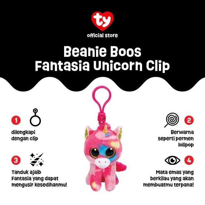 NEW - TY - Beanie Boos Fantasia Unicorn - Keychain
