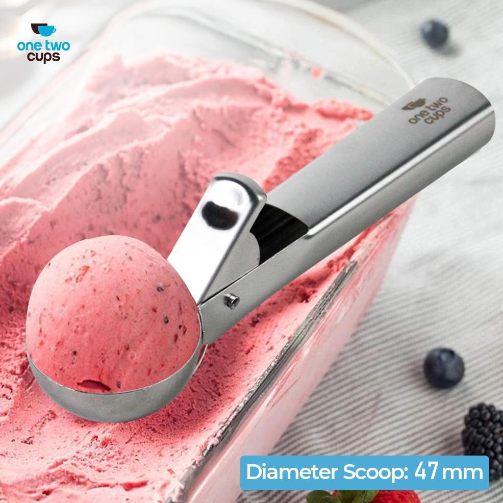 Bisa Cod One Two Cups Sendok Scoop Es Krim Dan Buah Stainless Steel 47Mm Sendok Es Krim Porsi Es Kri