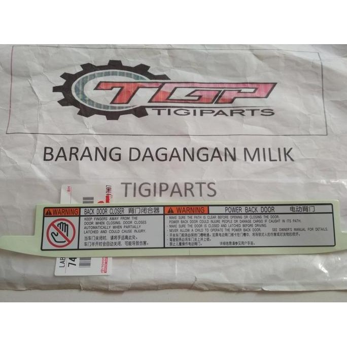 '' Stiker Original Toyota Alphard Power Back Door ''