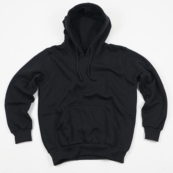Kepomp Hoodie Cotton Fleece Hitam Polos Eksklusif PM