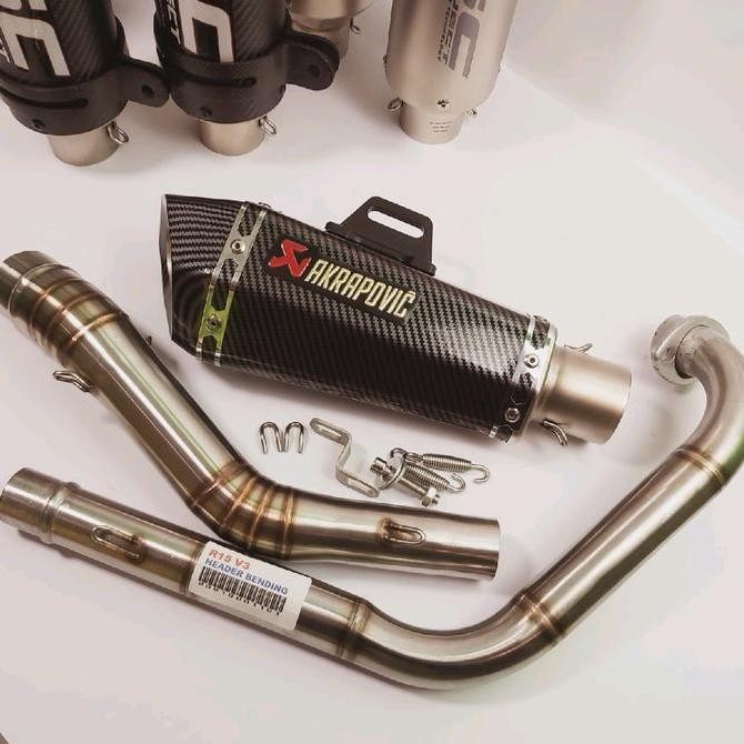 Knalpot IMPORT Akrapovic  Carbon Full System For Bison R15 Old V2 V3 V4 MT15 Vixon Xabre MegaPro Tig