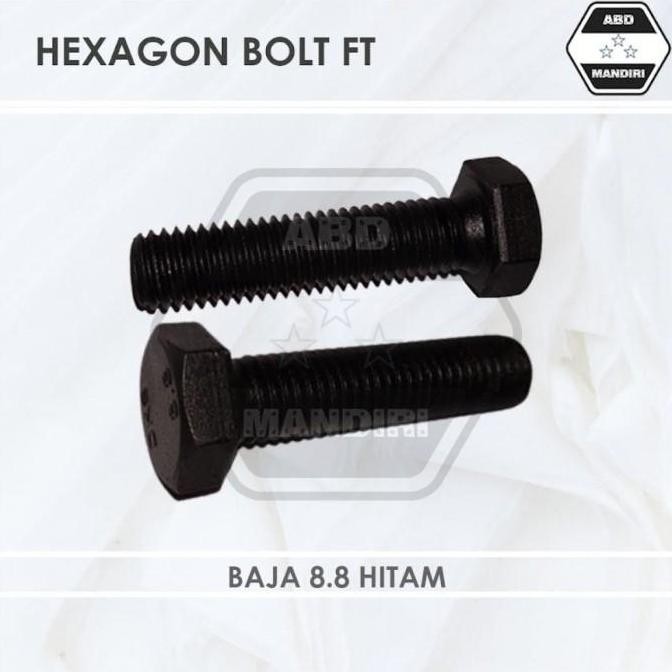 Baja Hitam 8.8 Baut Hexagon M16 X 55 ( Black Hex Bolt ) M16X55 Ft