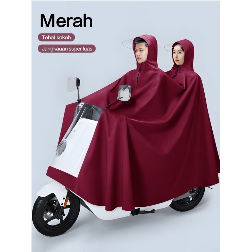 Mantel hujan 2 kepala jas hujan motor dua orang jumbo full body motor double ponco 2 kepala besar