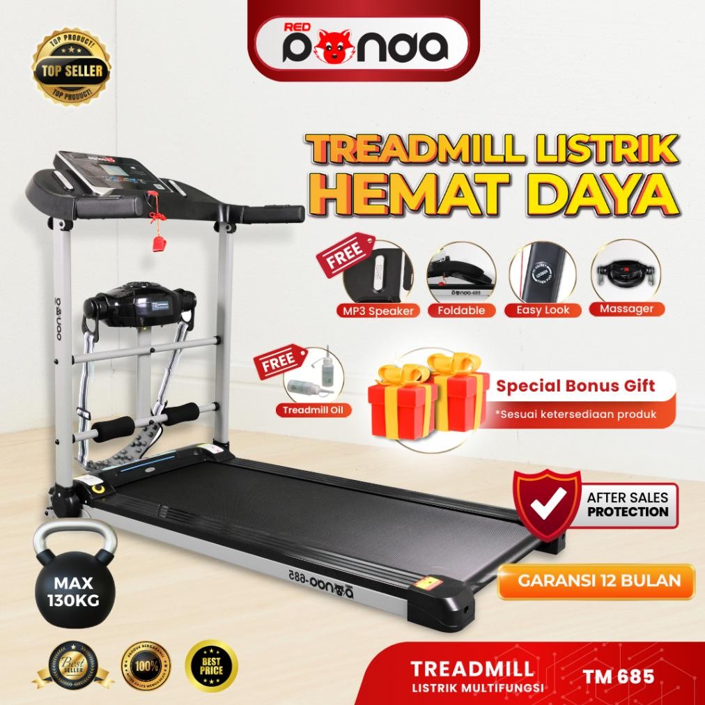 Treadmill Elektrik REDPANDA 685 Multifungsi Murah Listrik Lipat Portable Low Watt Fitness Gym READY 