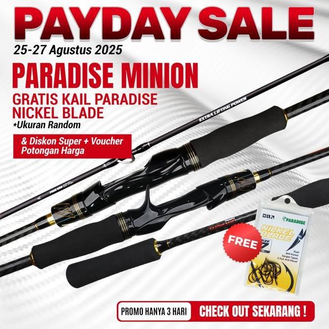 Paradise Minion Joran Pancing Spinning & Baitcasting | Material Carbon Solid | Handle Japan Style Or