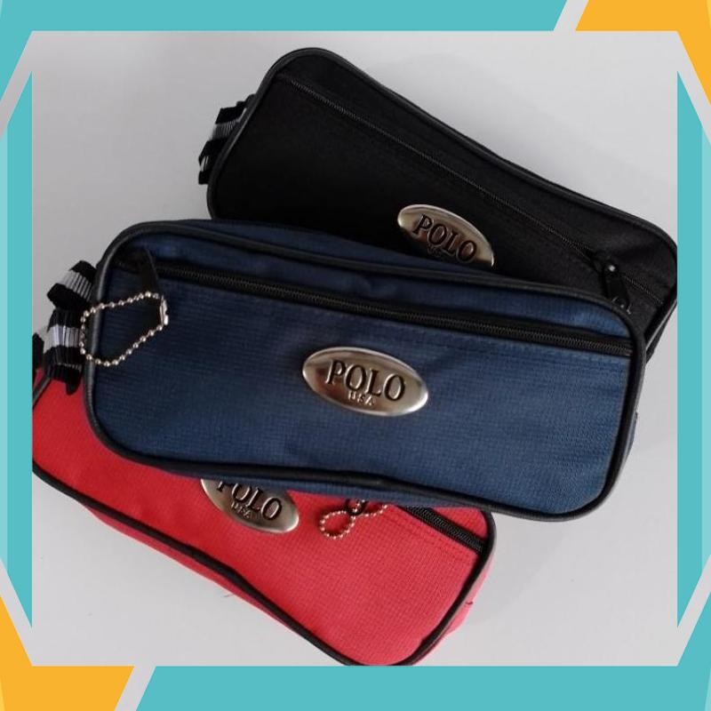 Promo Tempat Pensil Kain Resleting Pencil Case POLO USA 501 Rantai ( Pcs ) [ Original ] JQB-01