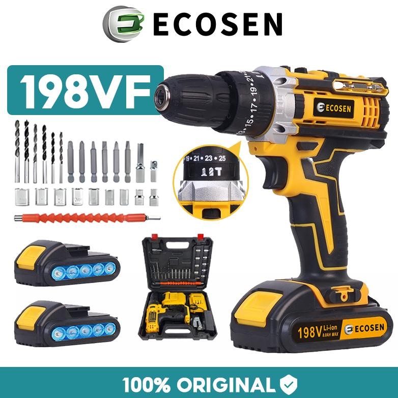 TERLARIS ECOSEN 198VF MESIN BOR IMPACT DRILL (TANPA KABEL)  BOR TANPA KABEL BOR LISTRIK BOR TANGAN L