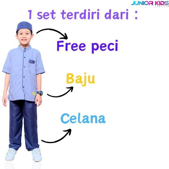 DV59 }} Junior Kids - Adam Set Koko Anak Tanggung Usia 1-15 Tahun (Free Bonus peci Saat Live Tiktok)