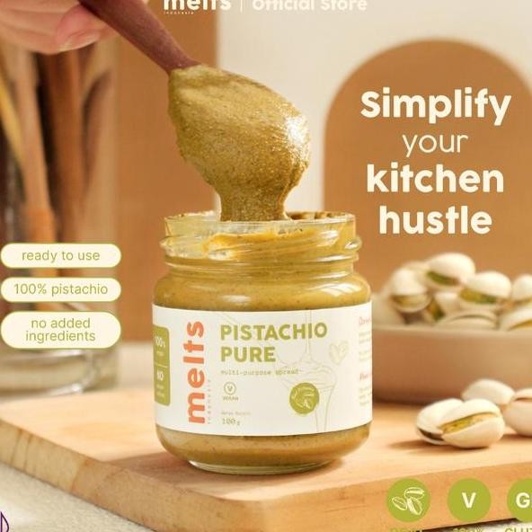 

Melts Pistachio Pure Selai Paste Kacang Plant Based Vegan Untuk Roti Bahan Kue Baking Pastry Topping
