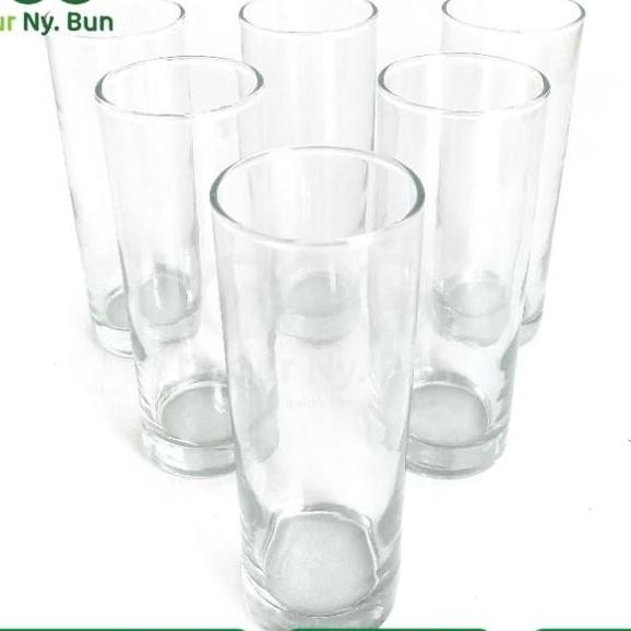 6 Pcs Gelas Kaca Tinggi Bamboo Ukuran 300Ml Gelas Jus