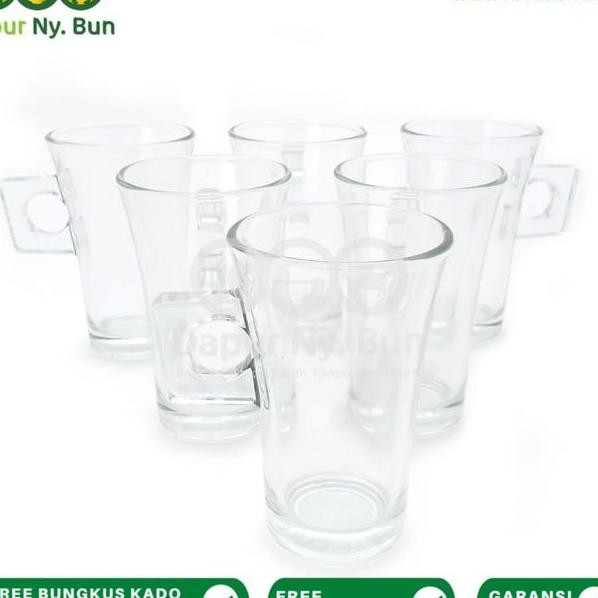 6Pcs Cangkir Kopi Kaca Gaiyo Ukuran 200Ml Gelas Kaca Mug Kopi