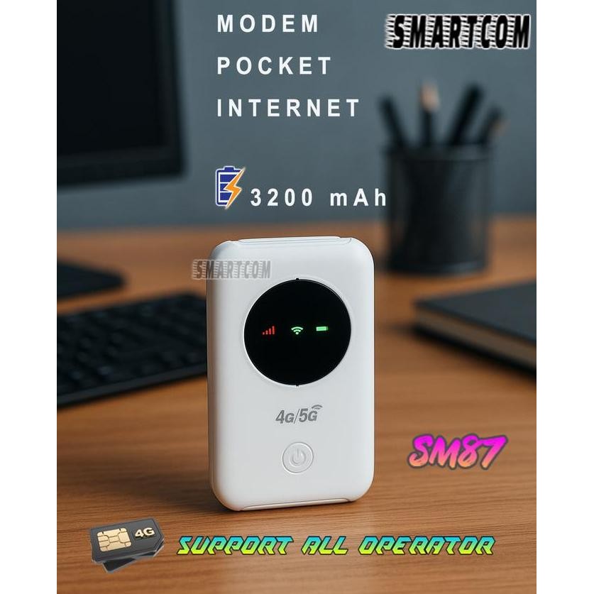 Modem Mifi Wifi Smartcom Sm87 Pro Unlock All Operator 4G 3200Mah