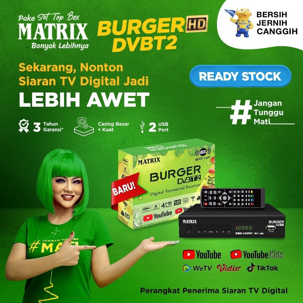 Stb Matrix Burger / Set Top Box Matrix Burger / Stb Matrix Apple  Hd Dvb-T2 Penerima Siaran Tv Digit