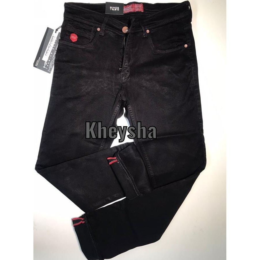 Celana panjang jeans pria terbaru/celana jeans slimfit/celana pria Denim/celana pria hitam pekat/cel