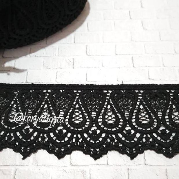 

'+'+'+'+] Renda Giper / Gyper Hitam Kode 32906 - Lebar 6 cm Panjang 15 Yard
