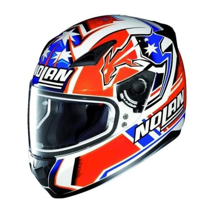 HELM NOLAN N605 STONER 605 GEMINI FULLFACE WHITE ORANGE ORIGINAL DAN TERPERCAYA