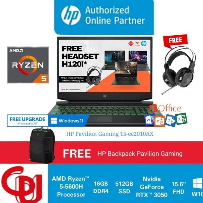 HP PAVILION GAMING 15-EC2010AX RYZEN 5-5600H RTX3050 512GB SSD 16GB ORIGINAL DAN TERPERCAYA