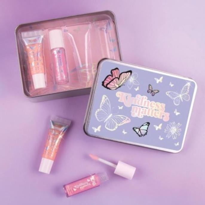 Mainan Lip Gloss Anak Make It Real Butterfly Kisses Lip Set Metal Box