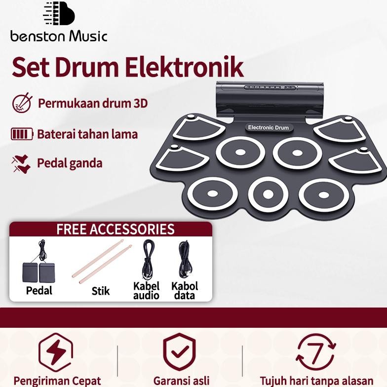 Benston Music- Set Drum/Set Drum Elektronik/Set Drum Set Lipat Nyaman/Set Drum Pemula Latihan Anak-A