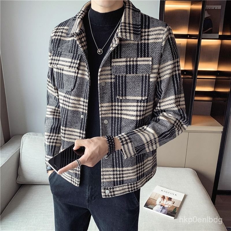 Men's New Korean Style Trendy Casual Wool Coat Jacket