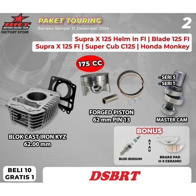Paket Bore Up Brt Blok + Noken As Cam Supra X 125 Fi Blade 125 Fi Bore Up 150 155Cc 175Cc Promo