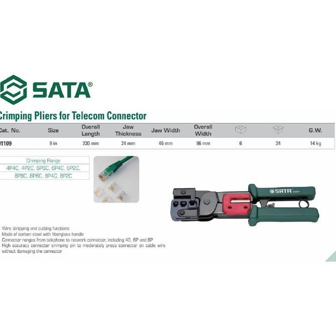 TANG CRIMPING 91109 MODULAR CONNECTOR CRIMPING TOOL 9" SATA