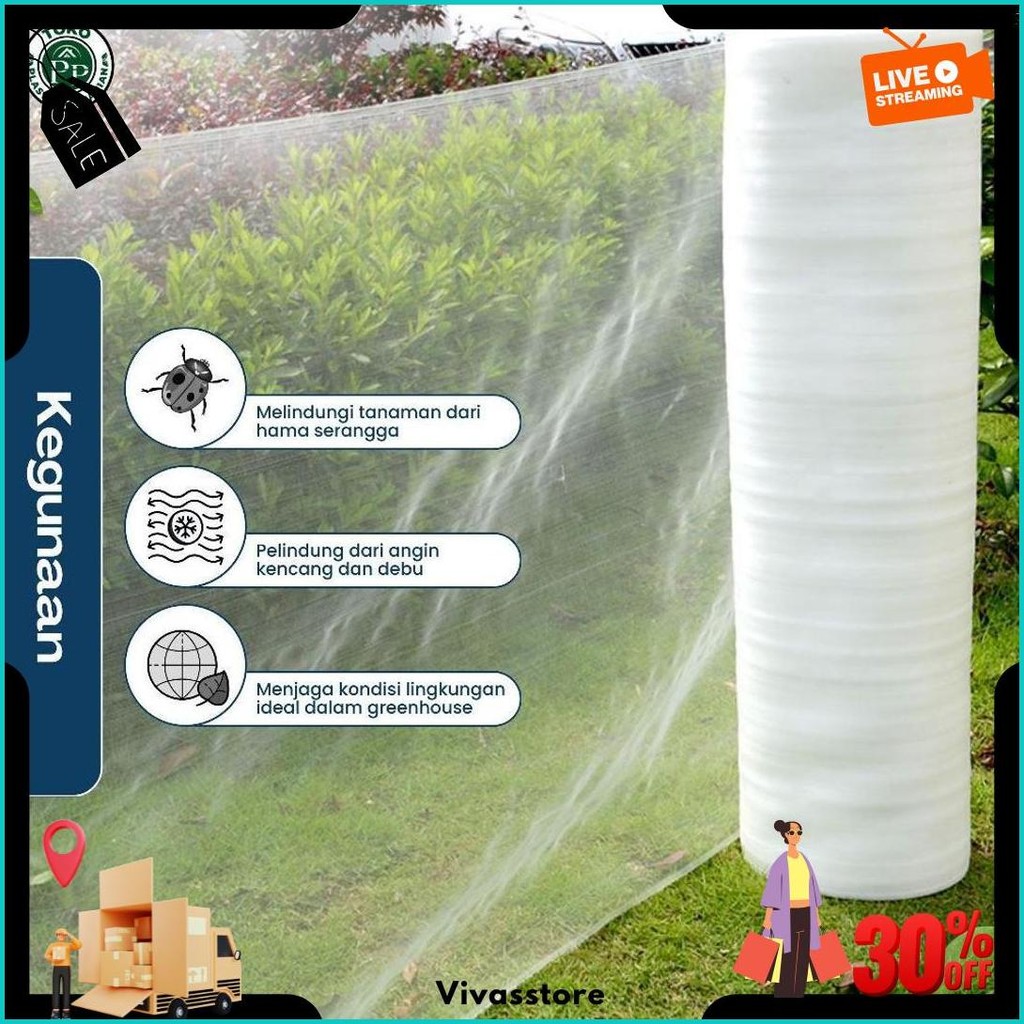 Insect Net Lebar 1 Meter - Jaring Penghalang Serangga Greenhouse - Jaring Kasa Insect Net Terlaris