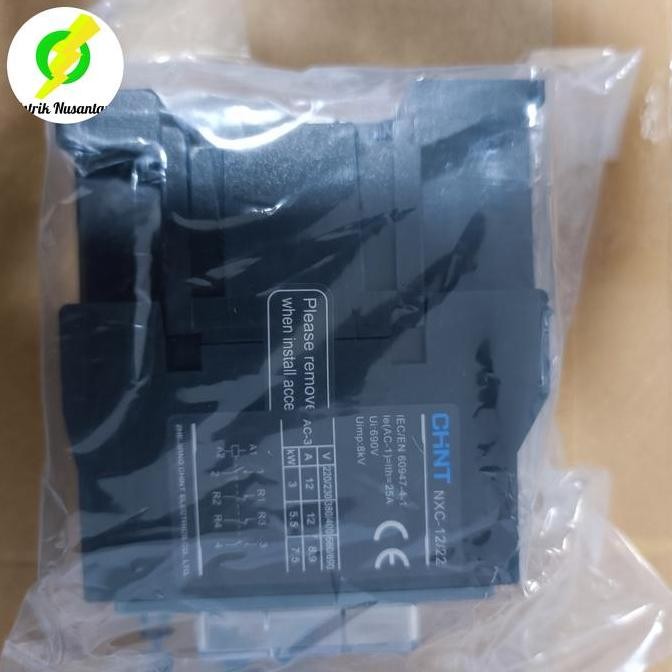 CONTACTOR CHINT NXC-12/22 4P 2NO 2NC 220V 400V KONTAKTOR 2NO 2NC 4 POLE PHASE AC1:25A AC3:12A