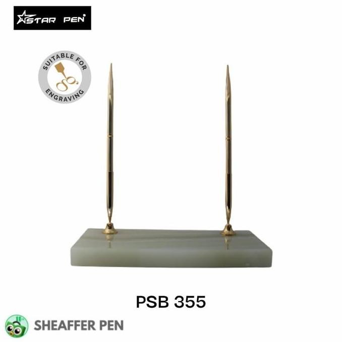 

Star Pen Onyx Pen Stand With Double Metal Holders & Metal Pens