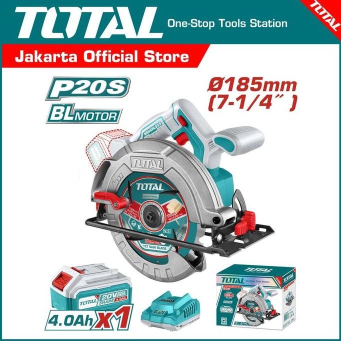 TOTAL Cordless circular saw TSLI18511 - Brushless Gergaji bundar (Full set)