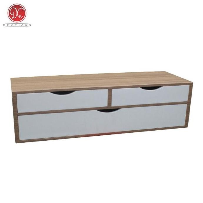 Rak Dinding Ambalan 3 Laci 60X20Cm Combi Kotak Rias Makeup Minimalis Kamar Tidur Tempel Allshop