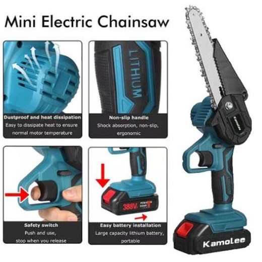 Chainsaw Baterai Brushless Kamolee - Gergaji Kayu Listrik Brushless Tanpa Kabel - Gergaji Listrik Ka