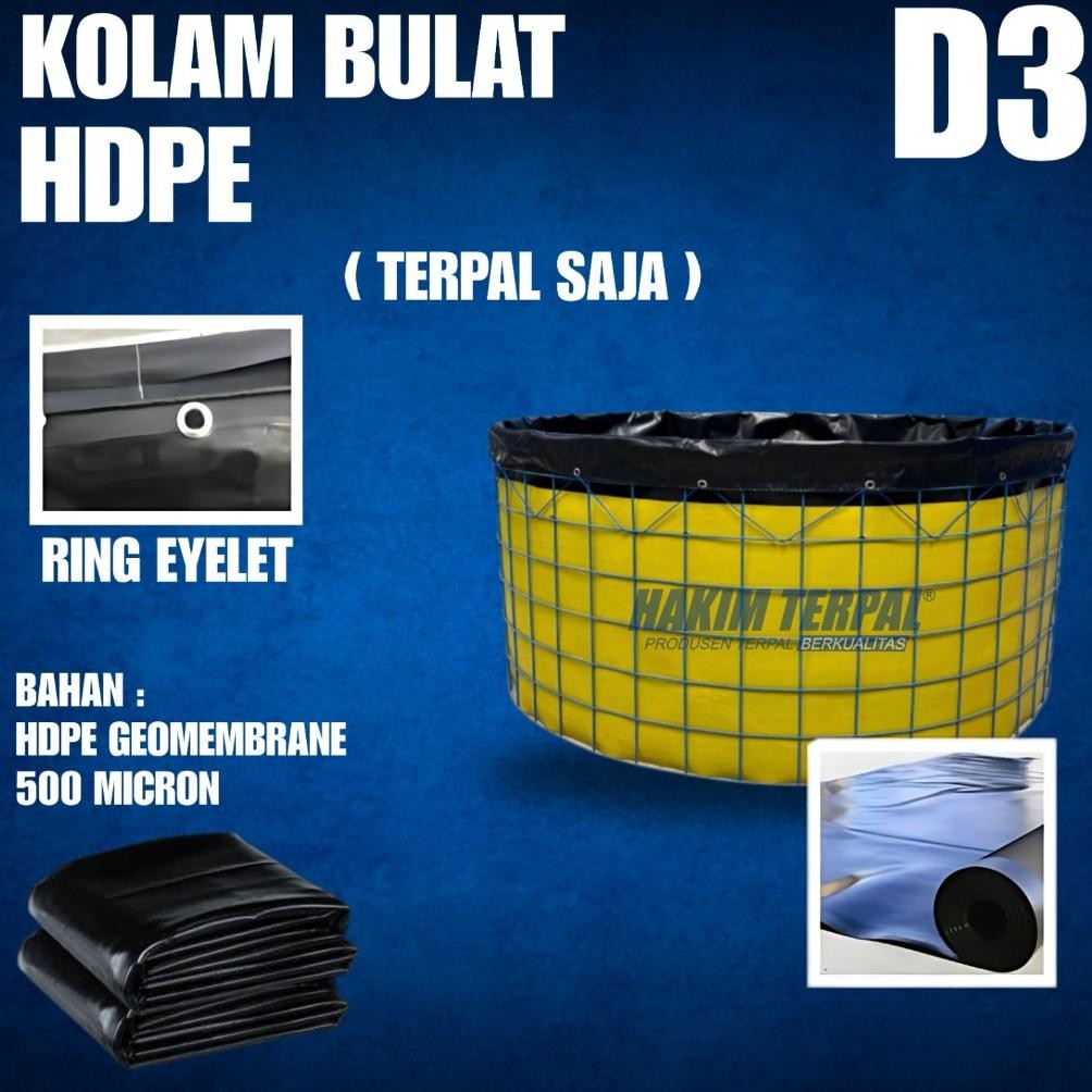 KOLAM BULAT HDPE 500 MIKRON DIAMETER 3M ( TERPAL SAJA )