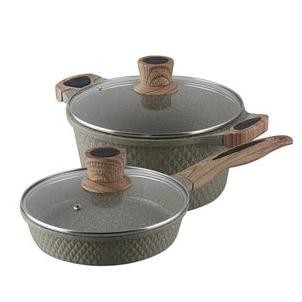 [Cod] Stein Cookware Paket Ruby ( Caserolle 24 Cm + Lid & Fry Pan 20 Cm + Lid ) Granit