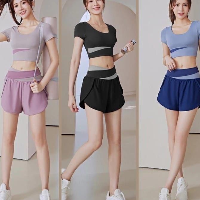 Setelan Baju Yoga Wanita Pakaian Olahraga Jymdzebjyma