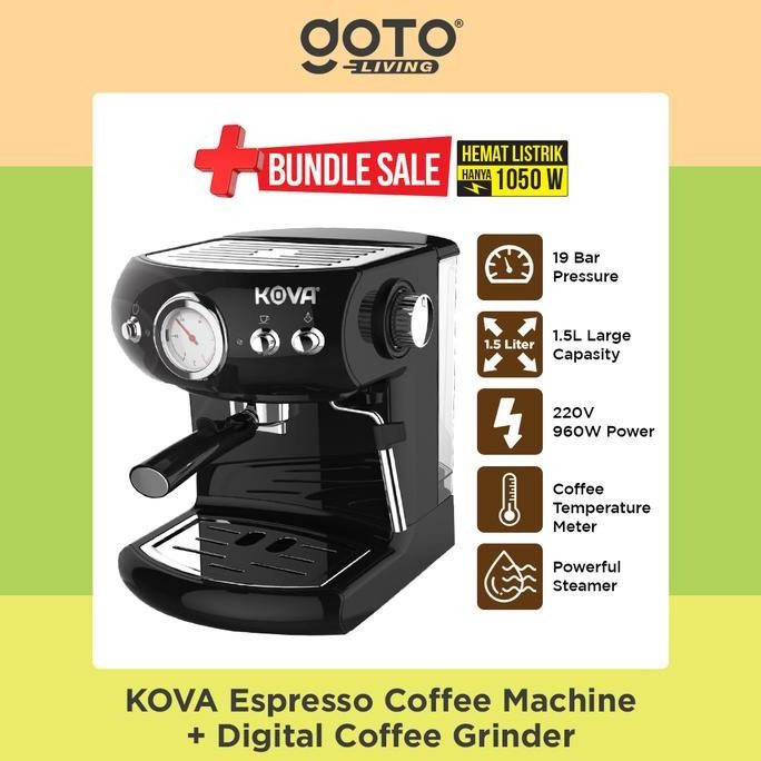 Kova [COD] Bundling Espresso Maker Coffee Grinder Mesin Biji Kopi