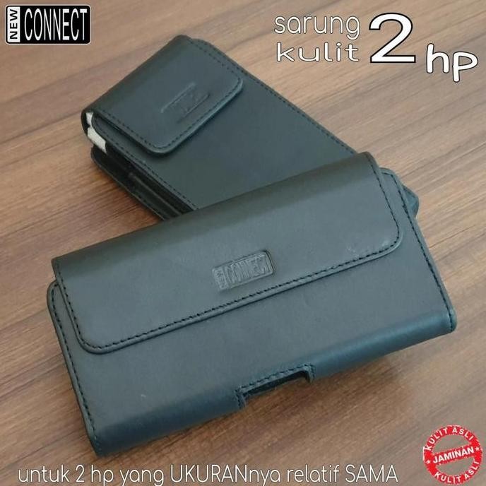 Sarung hp double iphone samsung oppo kulit asli vertikal & horizontal