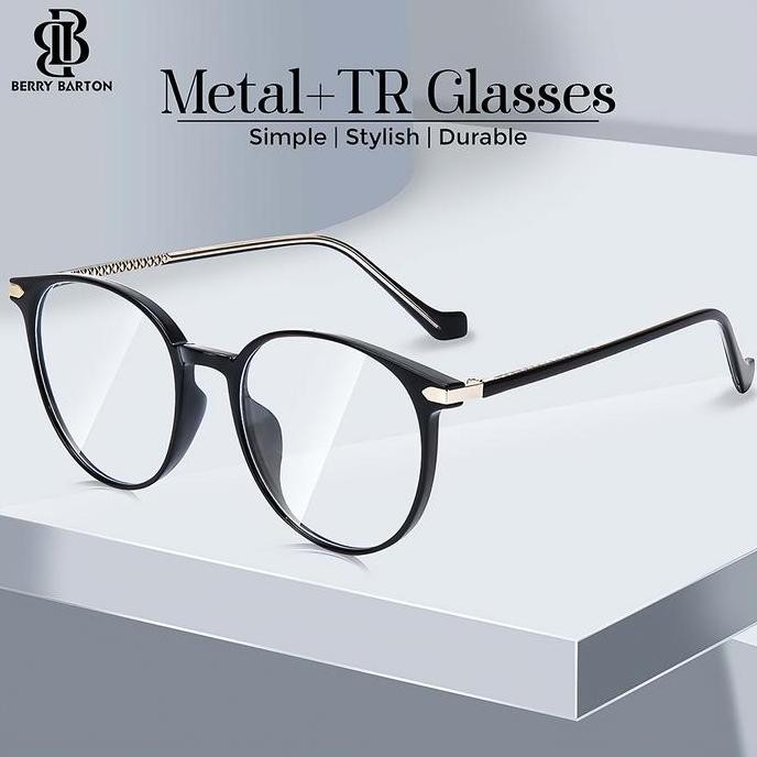 Kacamata bulat oval untuk pria dan wanita wajah kecil yang cantik Frame Oval I Metal + Plastik TR90 