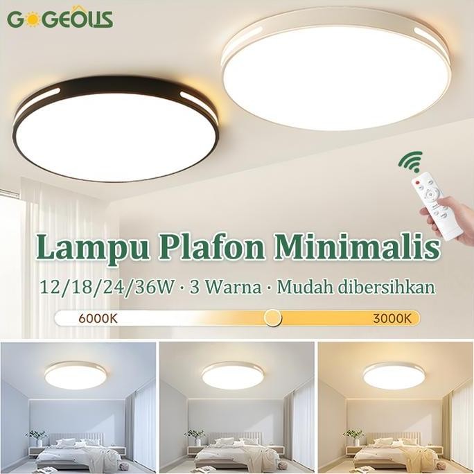 CodLampu Plafon Minimalis Modern Lorong Dekorasi Bulat Pvc 12/18/24/36 Watt 3 Warna Kecerahan Yang B