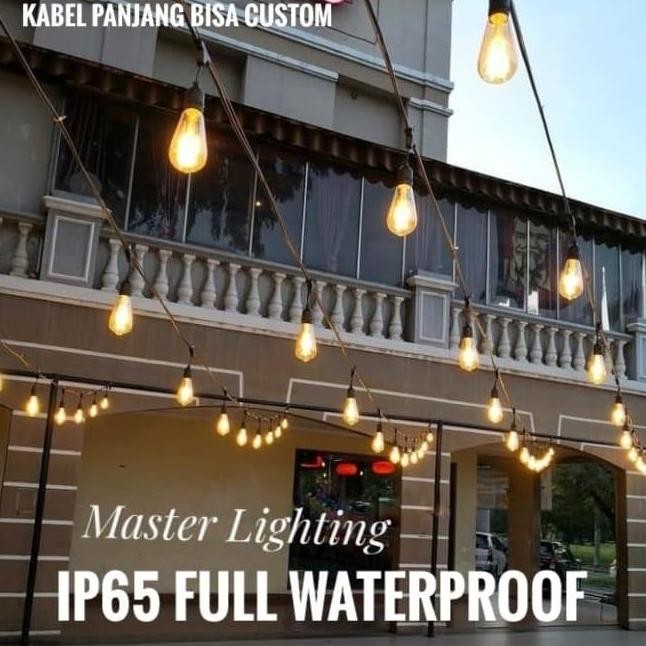 Kabel Lampu Gantung 1Custom 15M 15Fiting 11M-19M Waterproof Outdoor