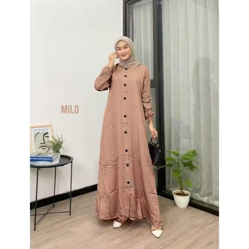 Terlaris | Terbaru | Best Seller | Termurah Gamis Wanita Polos  Full Kancing Twill Ori Premium Best 