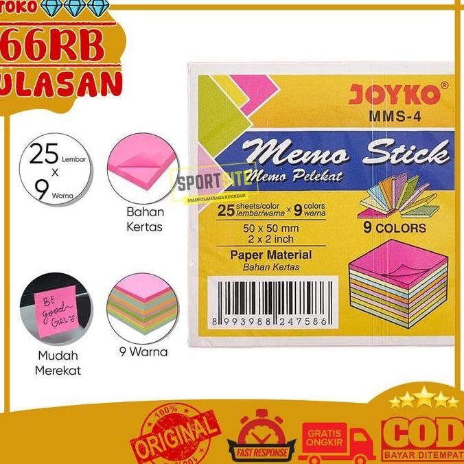 

Memo Stick Kertas Memo Tempel Sticky Note Joyko MMS-349 Warna