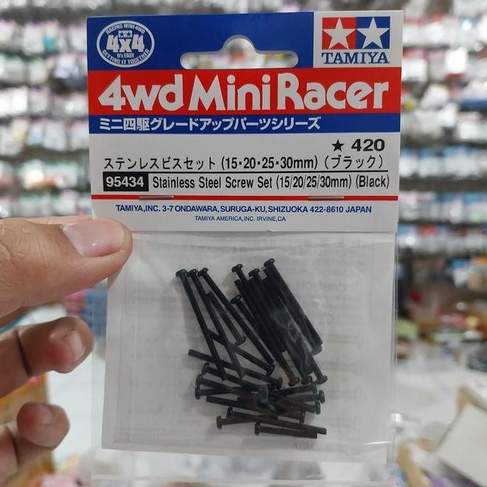 TAMIYA 95434 STAINLESS STEEL SCREW SET ( 15/20/25/30MM) ( BLACK)