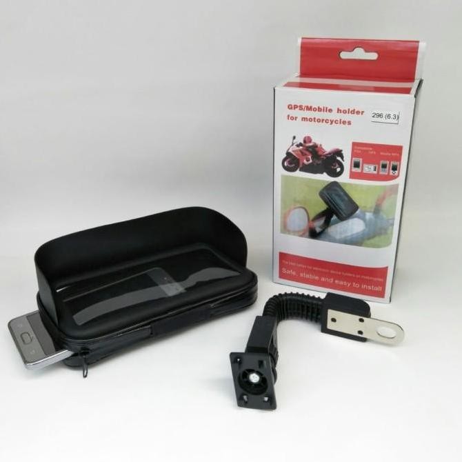 Holder HP Waterproof + Kanopi pasang Spion Motor Size XL (7in)