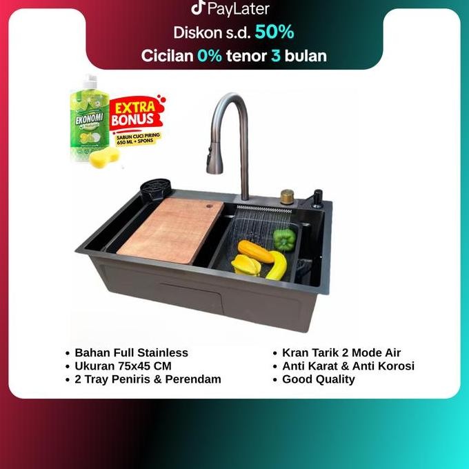 Kitchen Sink 1 Lubang Wastafel Cuci Piring 1 Lubang Bak Cuci Piring 1 Lubang Stainless Steel Air ter
